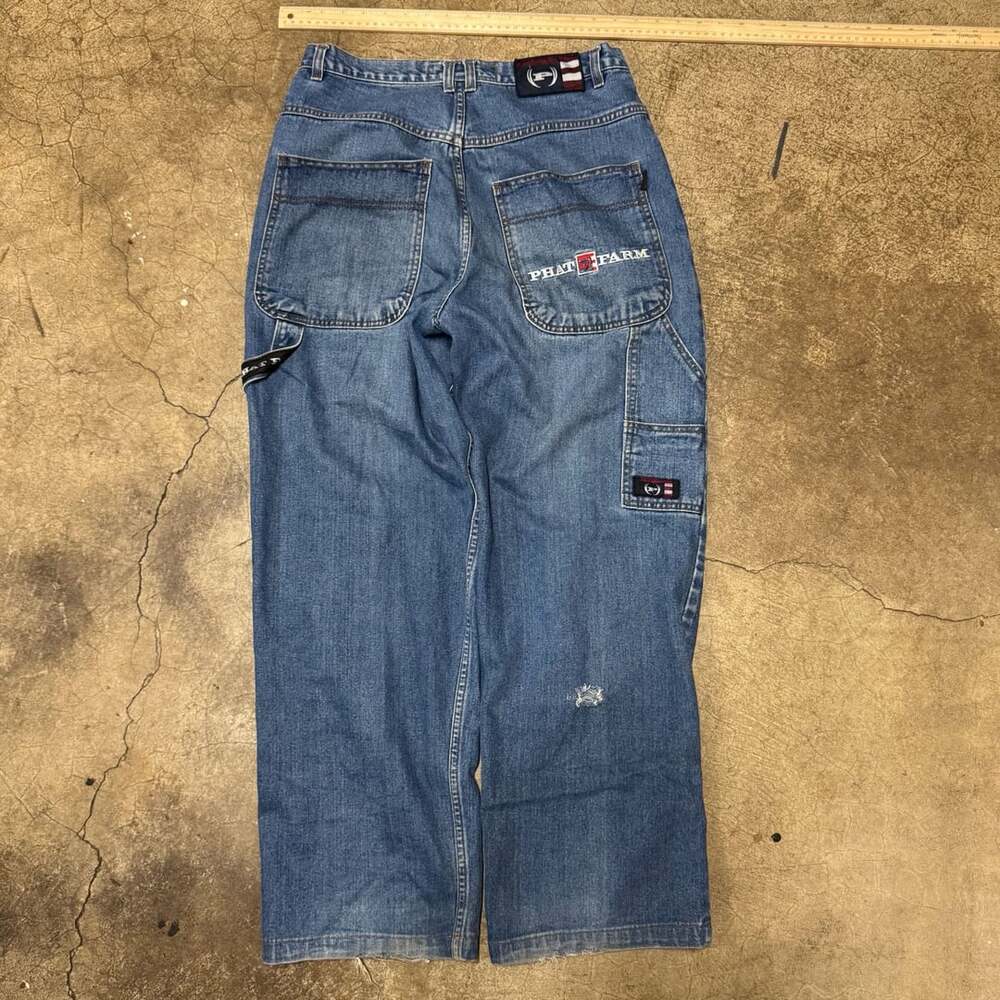 Phat Farm Jeans Size 32 Vintage Baggy Wide Leg Denim